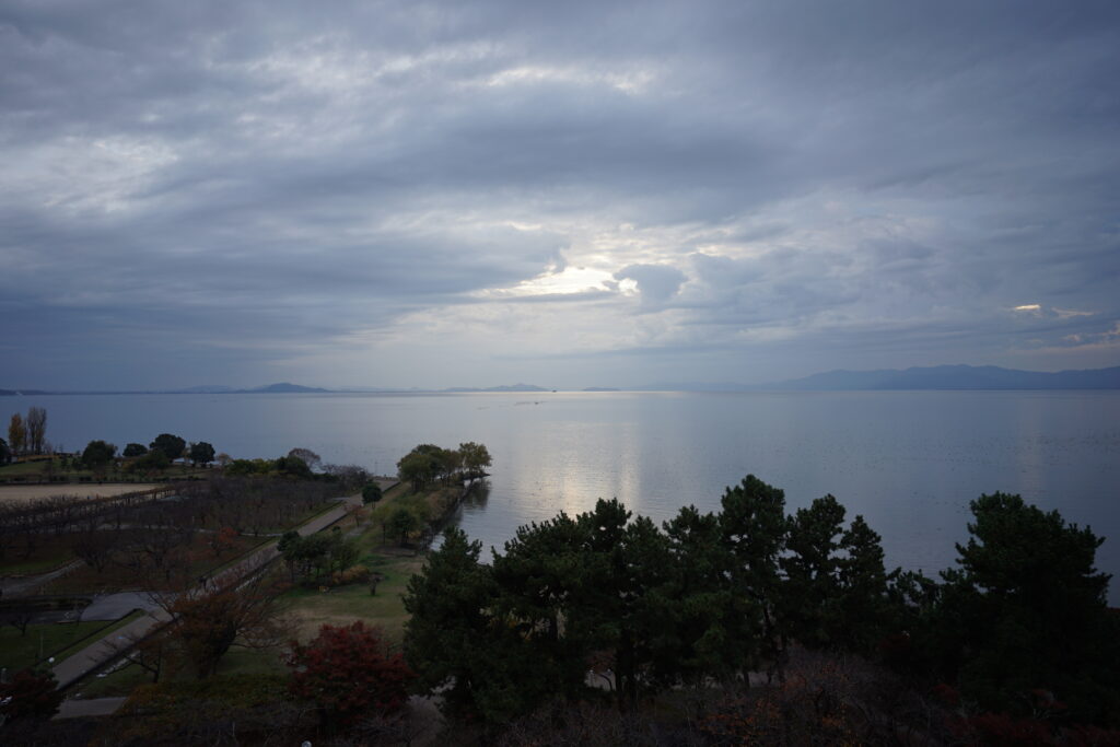 天守からの琵琶湖の写真